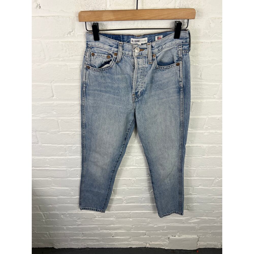 Re/Done Women's Mid-Rise Orignals Skinny Leg Cropped Jeans Denim Blue Size 25